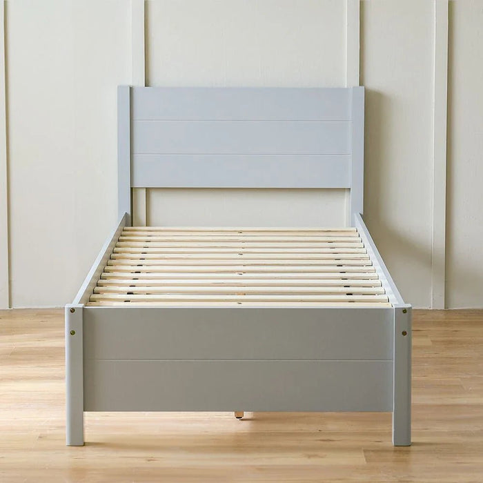 Derby Delight 90x200 Solid Wood Single Bed-Grey