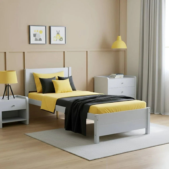 Derby Delight 90x200 Solid Wood Single Bed-Grey
