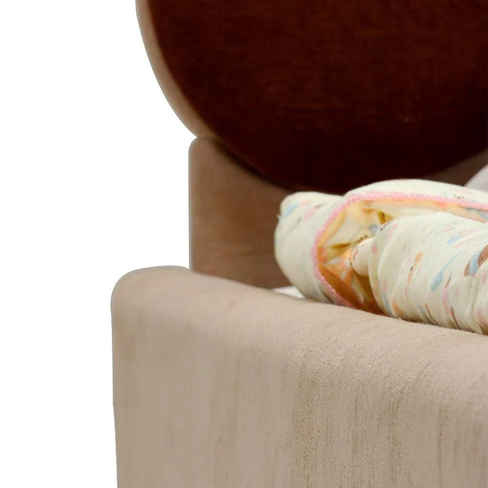 Muffin 90x200 Upholstered Kids Bed-Light Beige & Dark Brown