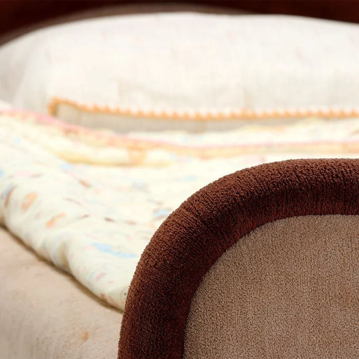 Muffin 90x200 Upholstered Kids Bed-Light Beige & Dark Brown