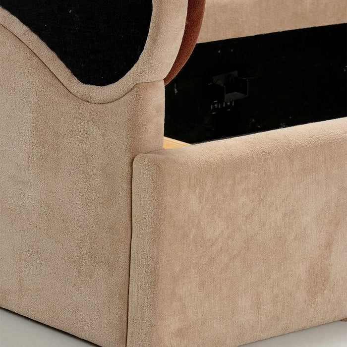 Muffin 90x200 Upholstered Kids Bed-Light Beige & Dark Brown