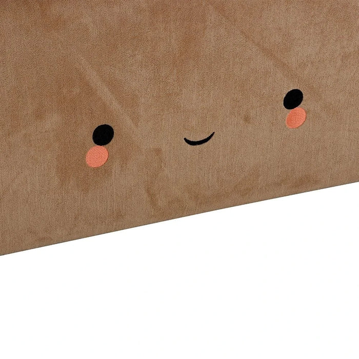 Muffin 90x200 Upholstered Kids Bed-Light Beige & Dark Brown