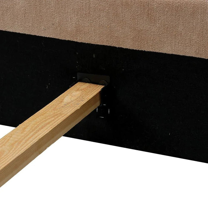 Muffin 90x200 Upholstered Kids Bed-Light Beige & Dark Brown