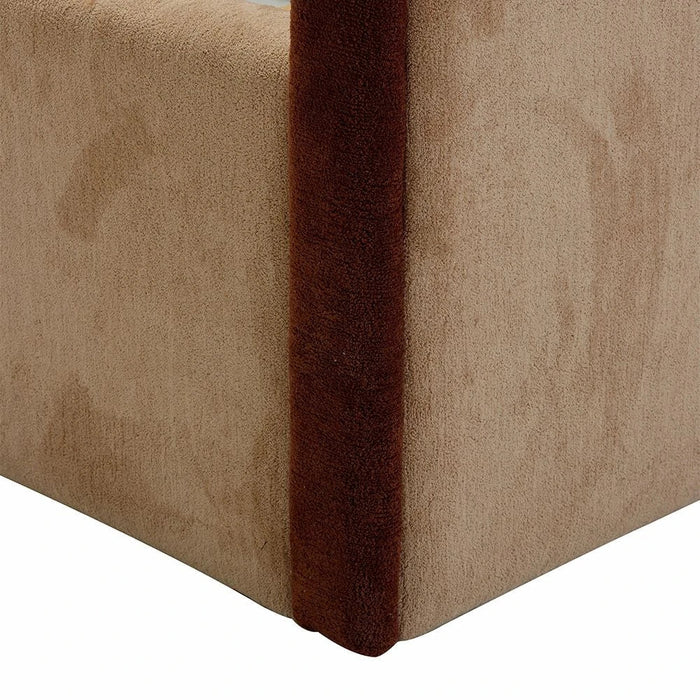 Muffin 90x200 Upholstered Kids Bed-Light Beige & Dark Brown