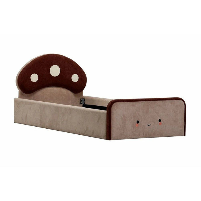 Muffin 90x200 Upholstered Kids Bed-Light Beige & Dark Brown