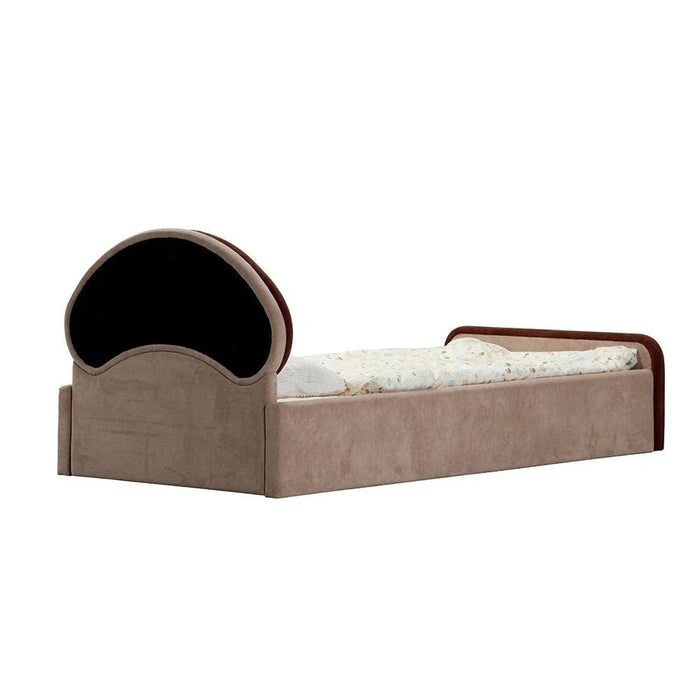 Muffin 90x200 Upholstered Kids Bed-Light Beige & Dark Brown