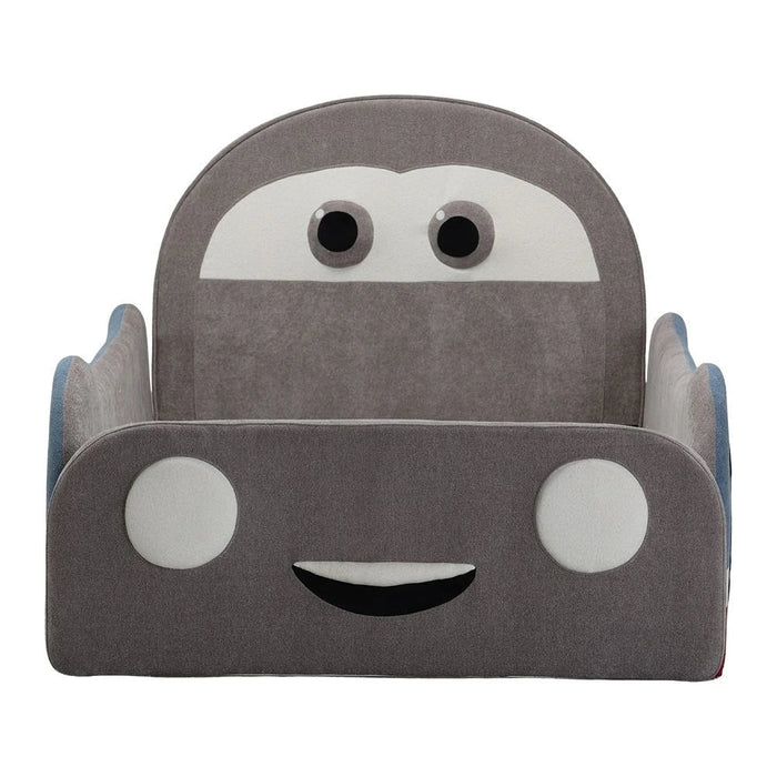 McQueen Car 90x200 Upholstered Kids Bed-Light Grey & Blue/Red