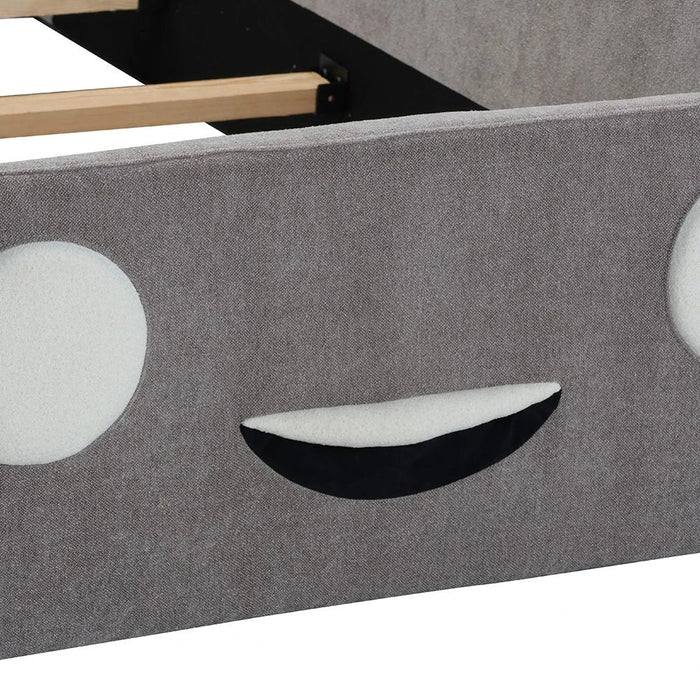 McQueen Car 90x200 Upholstered Kids Bed-Light Grey & Blue/Red