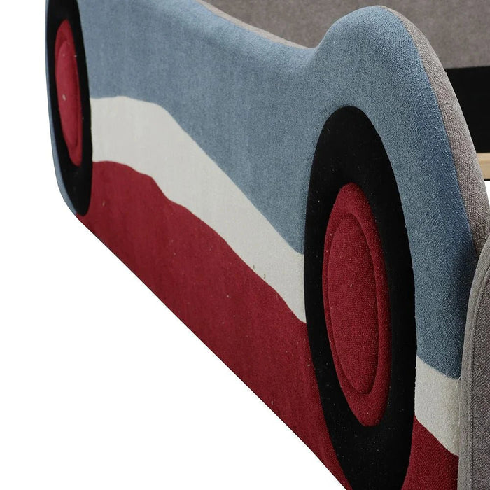McQueen Car 90x200 Upholstered Kids Bed-Light Grey & Blue/Red