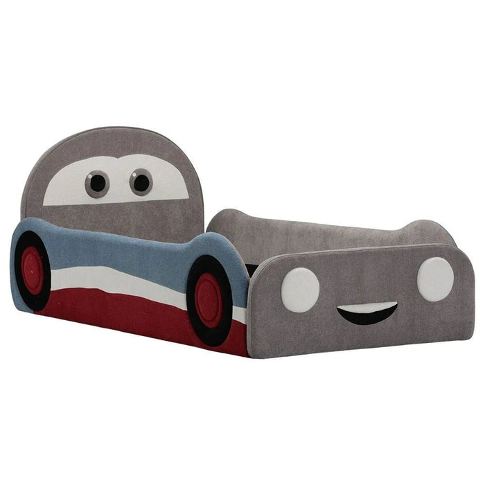 McQueen Car 90x200 Upholstered Kids Bed-Light Grey & Blue/Red