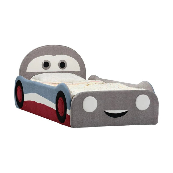 McQueen Car 90x200 Upholstered Kids Bed-Light Grey & Blue/Red