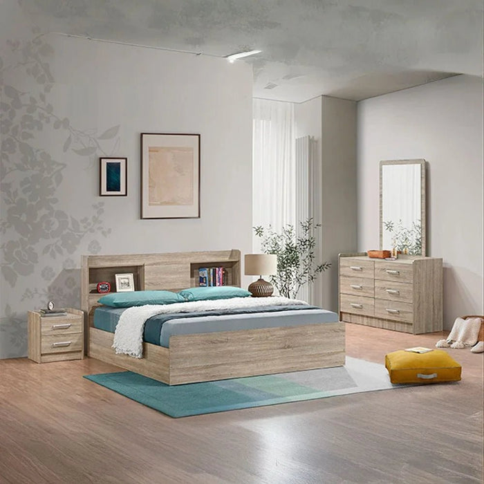 Supreme 3-Door Wardrobe with Mirror-French Sonoma Oak-With 2-Year Warranty