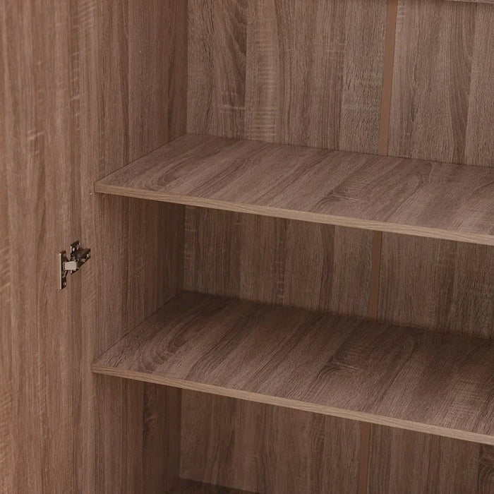 Supreme 3-Door Wardrobe with Mirror-French Sonoma Oak-With 2-Year Warranty