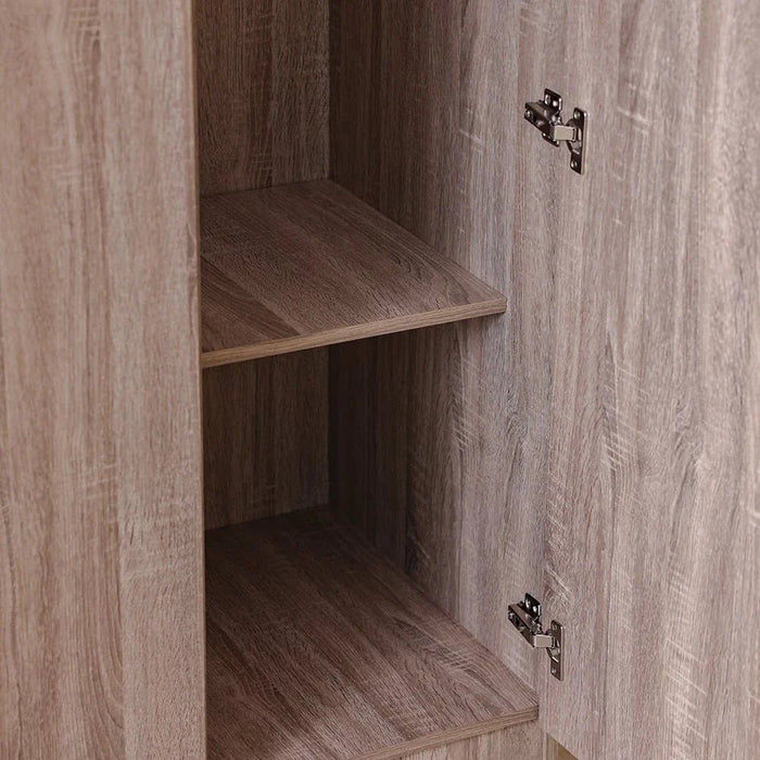 Supreme 3-Door Wardrobe with Mirror-French Sonoma Oak-With 2-Year Warranty
