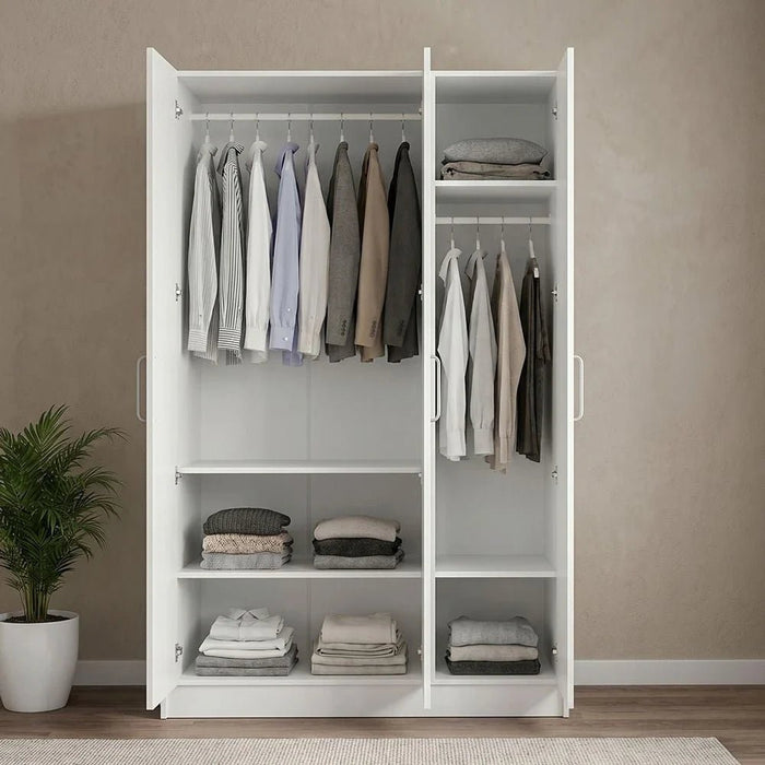 Supreme 3-Door Wardrobe with Mirror-White-With 2-Year Warranty
