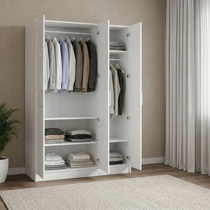 Supreme 3-Door Wardrobe with Mirror-White-With 2-Year Warranty