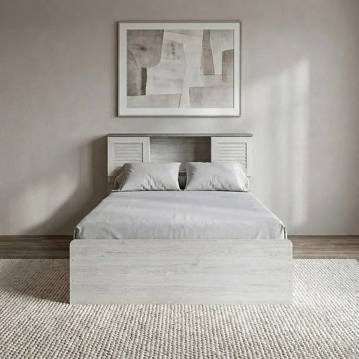 Zenith 120x200 Young Single Bed with USB-White Oak/Cement-With 2-Year Warranty