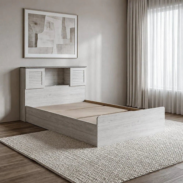 Zenith 120x200 Young Single Bed with USB-White Oak/Cement-With 2-Year Warranty