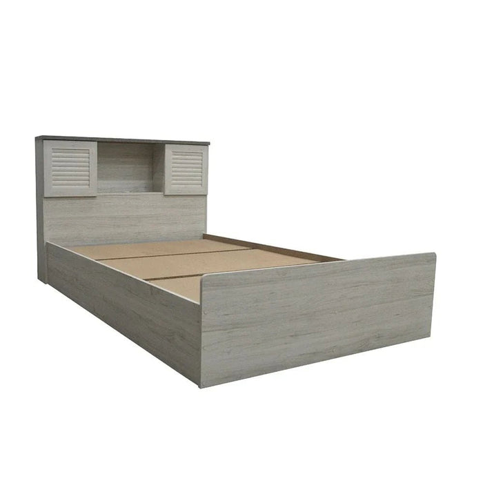 Zenith 120x200 Young Single Bed with USB-White Oak/Cement-With 2-Year Warranty