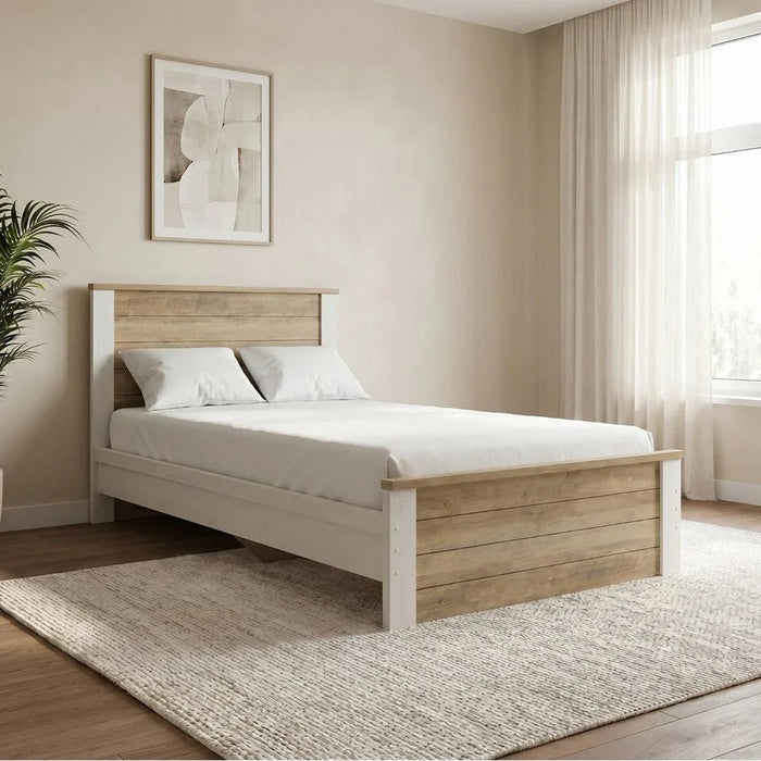Swann 120x200 Young Single Bed - Summer Oak/Pearl White - With 2-Year Warranty