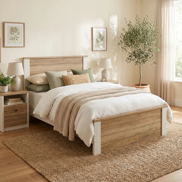 Swann 120x200 Young Single Bed - Summer Oak/Pearl White - With 2-Year Warranty