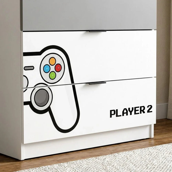 Gamerzone 3-Drawers Dresser-White & Grey