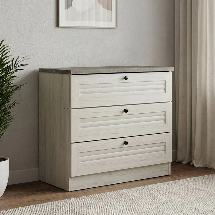 Zenith 3-Drawer Young Dresser-White Oak/Cement-With 2-Year Warranty