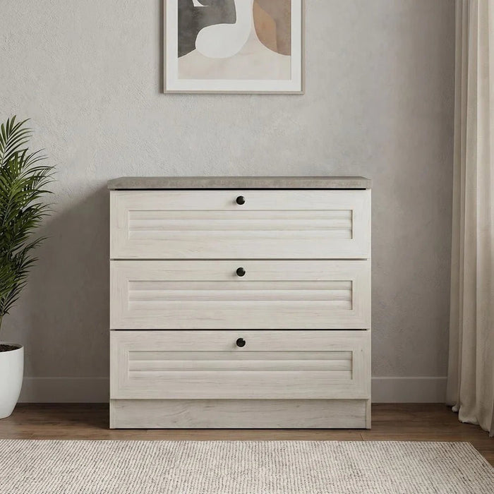 Zenith 3-Drawer Young Dresser-White Oak/Cement-With 2-Year Warranty
