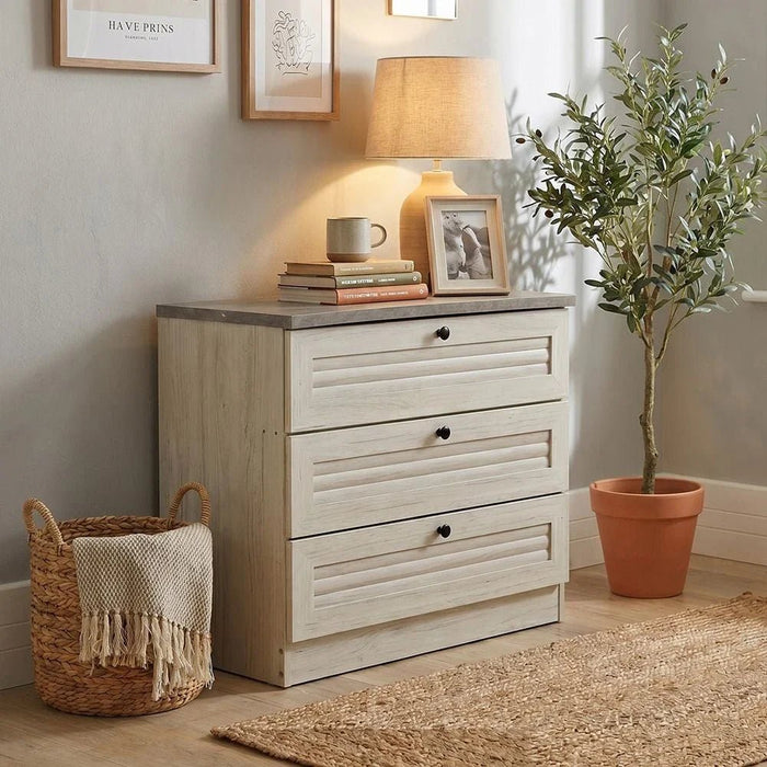 Zenith 3-Drawer Young Dresser-White Oak/Cement-With 2-Year Warranty
