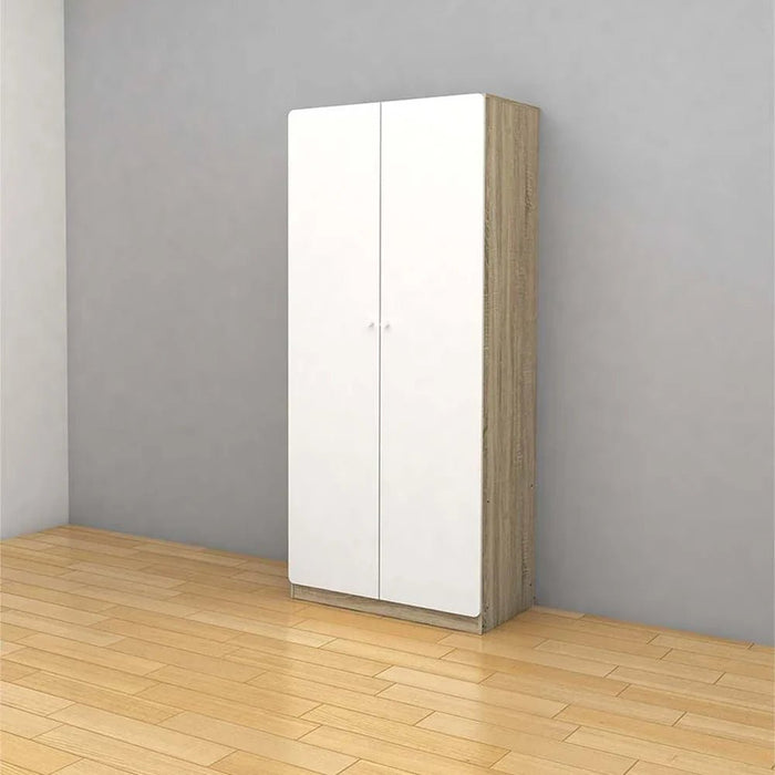 Kinder 2-Door Wardrobe-White/Sonoma Oak-With 2-Year Warranty