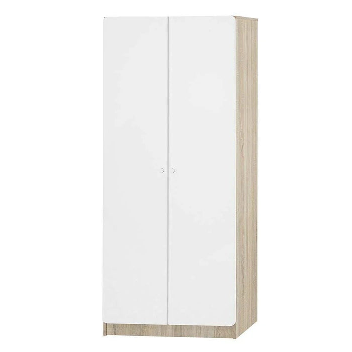 Kinder 2-Door Wardrobe-White/Sonoma Oak-With 2-Year Warranty