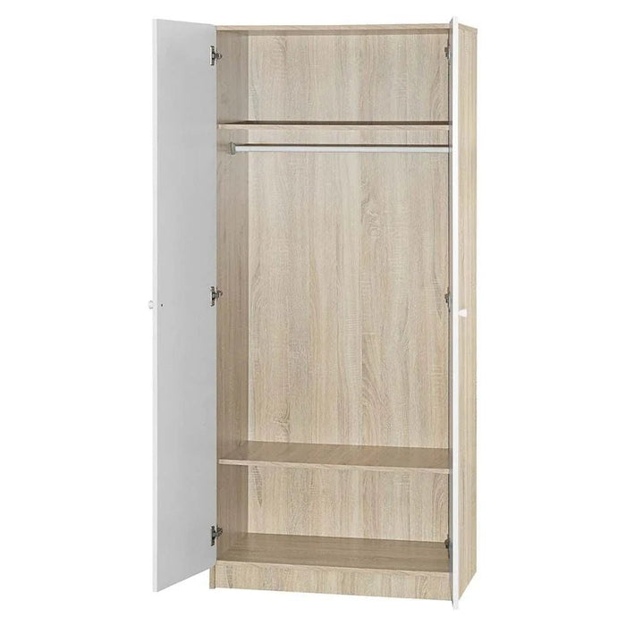 Kinder 2-Door Wardrobe-White/Sonoma Oak-With 2-Year Warranty