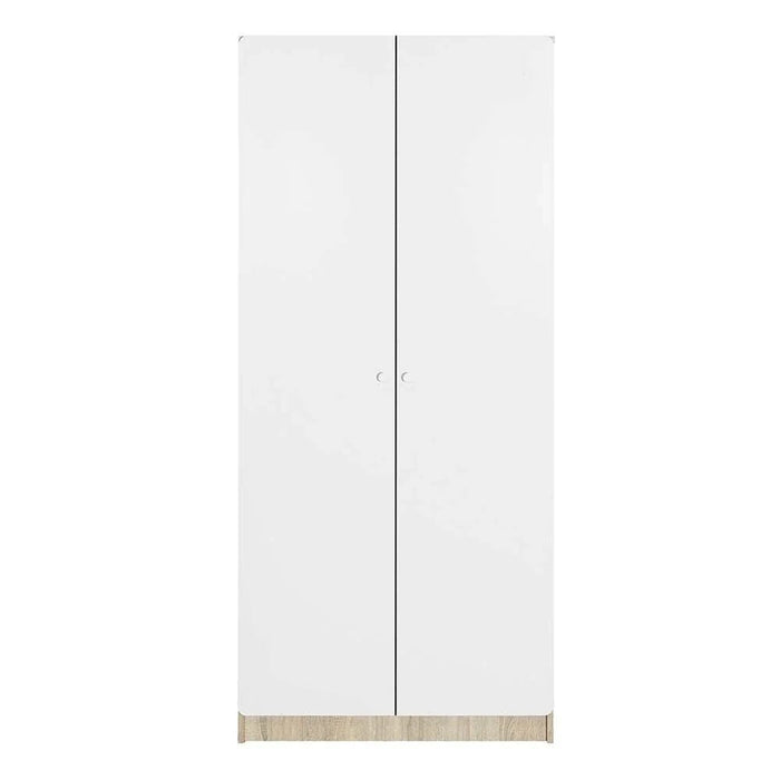 Kinder 2-Door Wardrobe-White/Sonoma Oak-With 2-Year Warranty