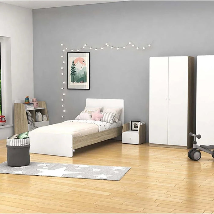 Kinder 2-Door Wardrobe-White/Sonoma Oak-With 2-Year Warranty