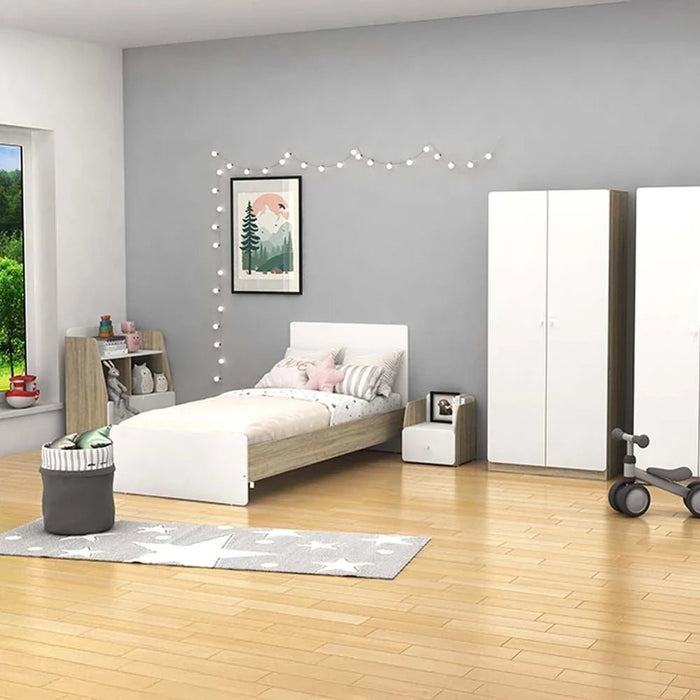 Kinder 3-Door Wardrobe-White/Sonoma Oak-With 2-Year Warranty