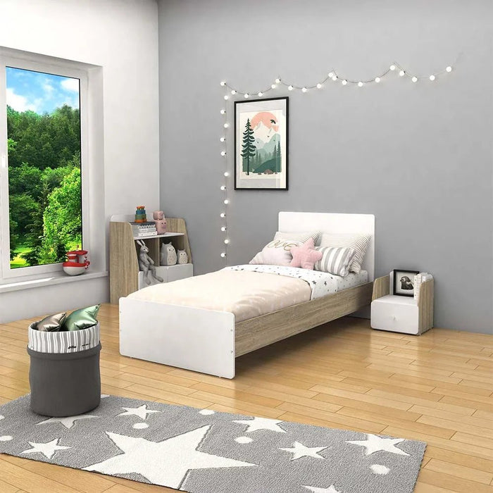 Kinder 3-Door Wardrobe-White/Sonoma Oak-With 2-Year Warranty