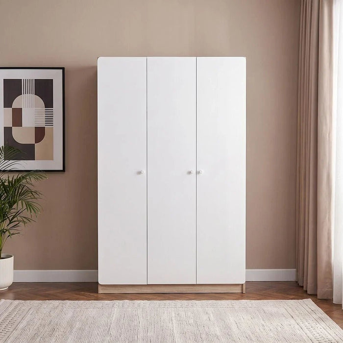 Kinder 3-Door Wardrobe-White/Sonoma Oak-With 2-Year Warranty