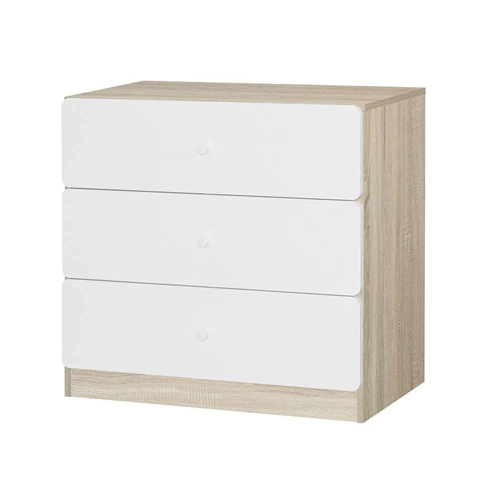 Kinder 3 Drawer Dresser - White & Sonoma Oak - With 2-Year Warranty