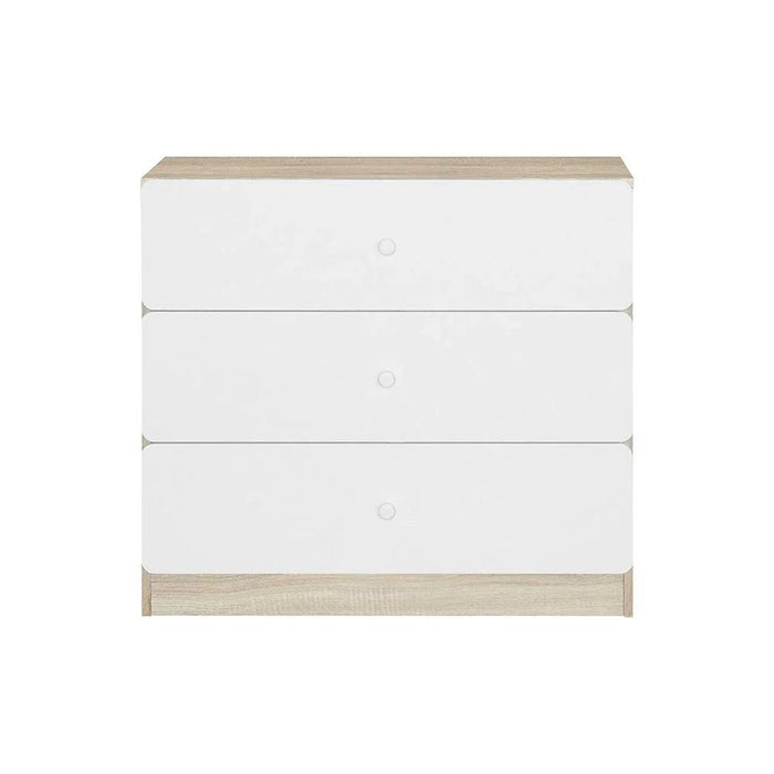 Kinder 3 Drawer Dresser - White & Sonoma Oak - With 2-Year Warranty