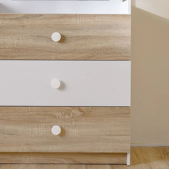 Stanley 3-Drawer Dresser with Mirror - Sonoma Oak & White - With 2-Year Warranty