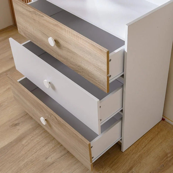 Stanley 3-Drawer Dresser with Mirror - Sonoma Oak & White - With 2-Year Warranty