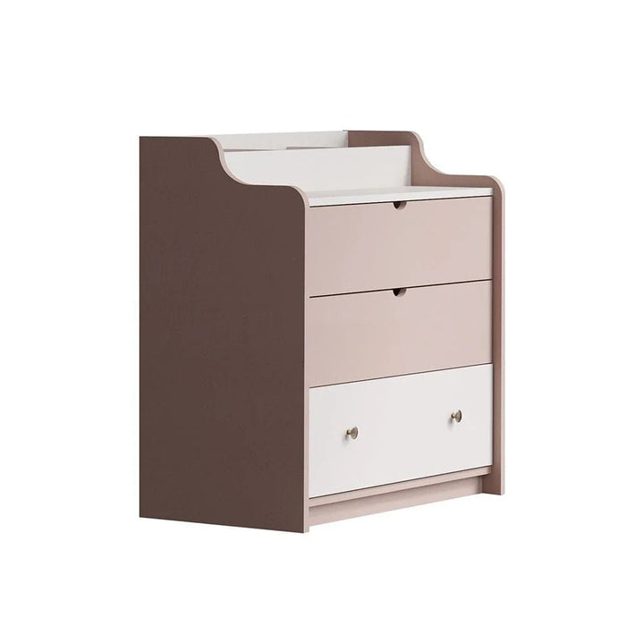 Blossom 3 Drawer Dresser With Storage Organiser-Blush Pink+Light Beige