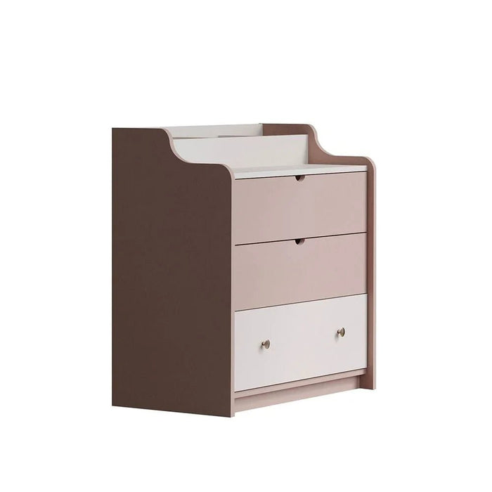 Blossom 3 Drawer Dresser With Storage Organiser-Blush Pink+Light Beige