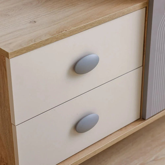 Zeta 2 Drawer +1 Door Dresser with Mirror & LED - Off White & Grey - With 2-Year Warranty