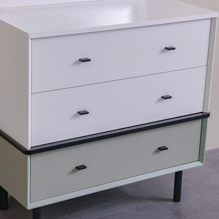 Petra 3-Drawer Dresser with Mirror - White & Grey - With 2-Year Warranty