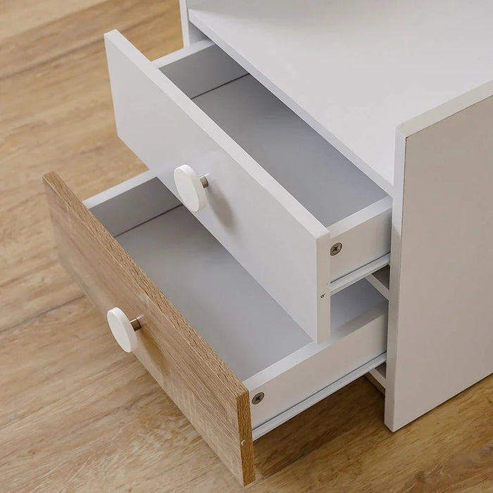 Stanley 2-Drawer Nightstand - Sonoma Oak/White - With 2-Year Warranty