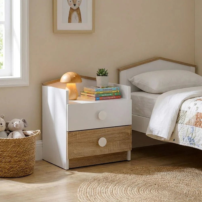 Stanley 2-Drawer Nightstand - Sonoma Oak/White - With 2-Year Warranty