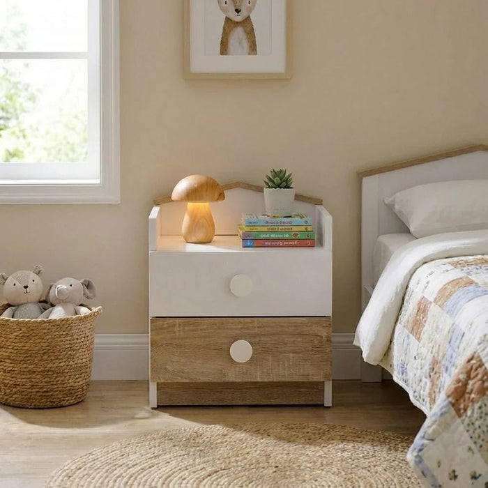 Stanley 2-Drawer Nightstand - Sonoma Oak/White - With 2-Year Warranty