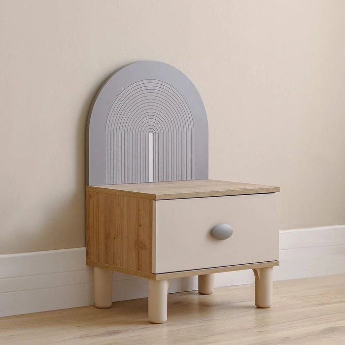 Zeta Nightstand with LED - Off white & Grey - With 2-Year Warranty