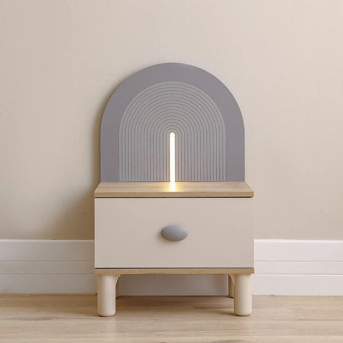 Zeta Nightstand with LED - Off white & Grey - With 2-Year Warranty